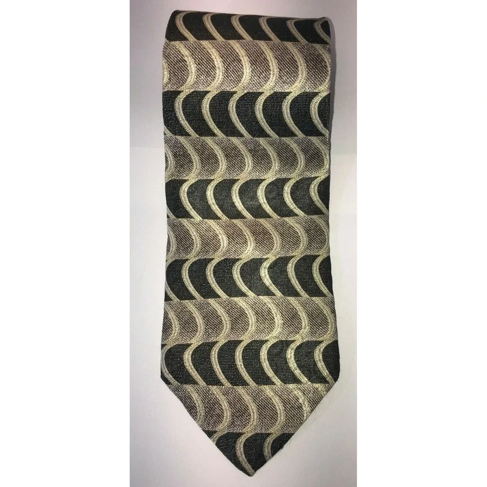 New Old Stock Stafford Executive‎ 100% Silk Neck Tie Green & Gold 58
